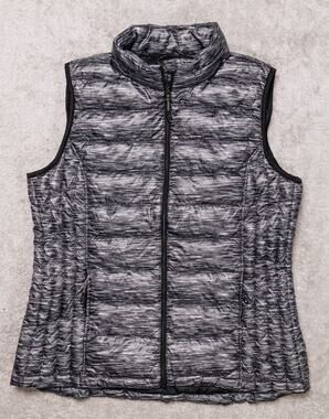 32 Degrees Heat Weatherproof Packable Down Vest Black White Womens Size L